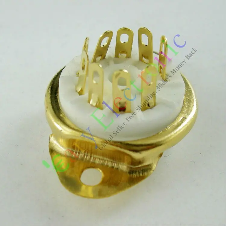 Опт и розница 8 шт Золото 9pin Керамическая вакуумная трубка гнездо Позолоченный