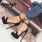Aneikeh 2022 Новинка 14,5 см сандалии на высоком каблуке на платформе летние сексуальные сандалии с ремешком на щиколотке с открытым носком гладиаторские Вечерние Нарядные женские туфли размер 42