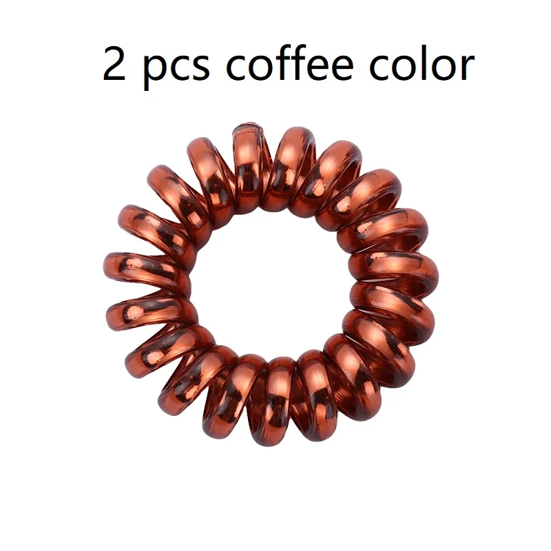 2PCS Coffee headband Генные эластичные резинки для волос, резинки для волос, головные уборы, спиральная форма, конский хвост, резинки для волос, веревка для волос, телефонный провод волосы, аксессуары - Цвет: 2PCS Coffee headband