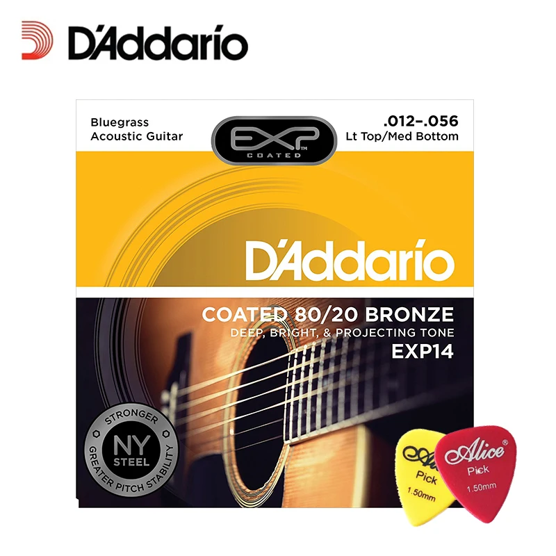 

D'Addario DAddario EXP14 with NY Steel 80/20 Bronze Acoustic Guitar Strings, Coated, Light Top/Medium Bottom/Bluegrass
