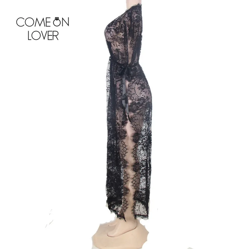 Comeonlover женские халаты с Боковым Разрезом пижамы коротким рукавом кружевное