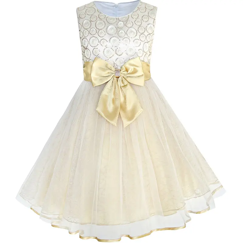 Sunny Fashion платья для девочек платье Цветок Девушка Платье Галстук-бабочка