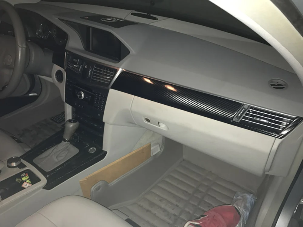 Для Mercedes E Class W212 подкладке центральной Управление Панель дверная ручка 5 мм Углеродистой волокно наклейки стайлинга автомобилей аксессуары
