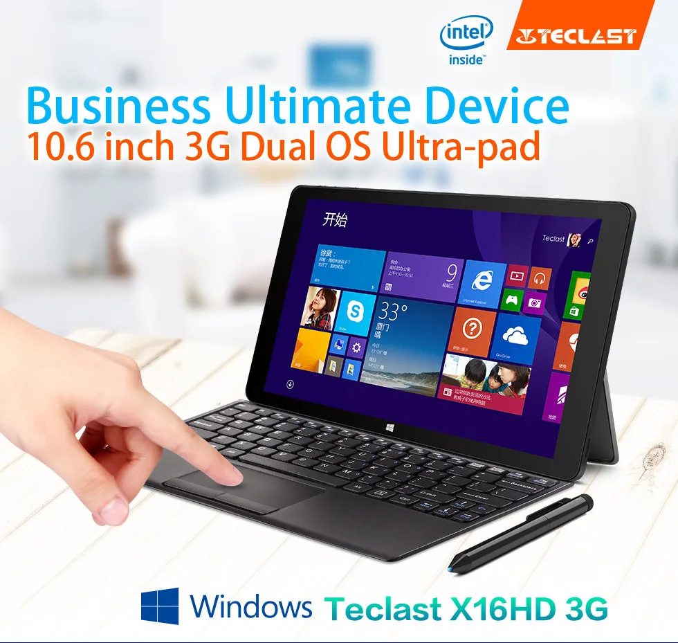 Newest10.6 дюймов Teclast X16HD 3g двойной Системы Z3735f/Z3736f планшетный ПК Android4.4 + Windows8.1 1920x1080 2