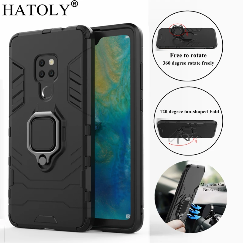 

Чехол HATOLY для huawei mate 20, магнитный кронштейн с кольцом-присоской, силиконовые жесткие бронированные Чехлы для huawei mate 20 mate 20