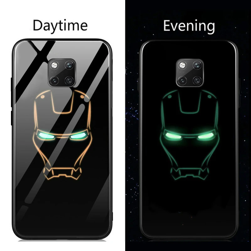 Iron Man Чудо-яд Железный человек чехол в виде светящегося стекла для huawei mate 30 20 10 Pro Honor 20 10 9 Lite Бэтмен Черная пантера чехол для телефона Funda - Цвет: Iron Man
