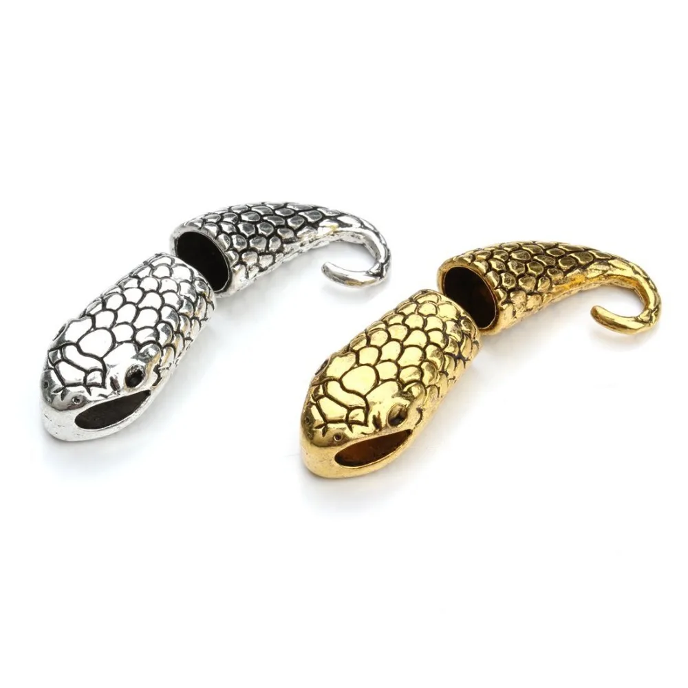 10 комплектов застежка крючок для кожаного шнура 7 мм|hook snake|hook silverleather gold |