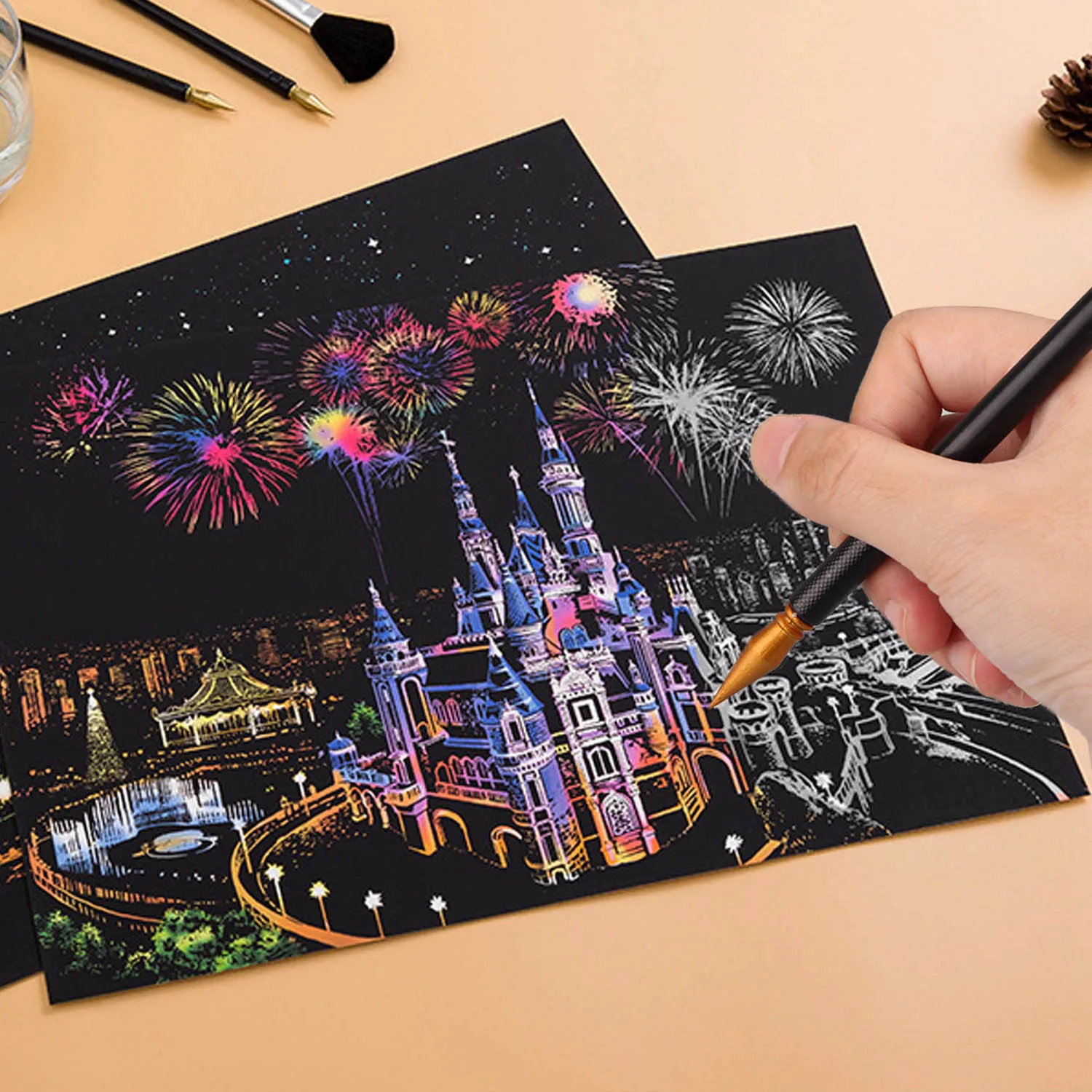 15 шт. скребковая Живопись Арт Набор инструментов с бамбуковые палочки скребок