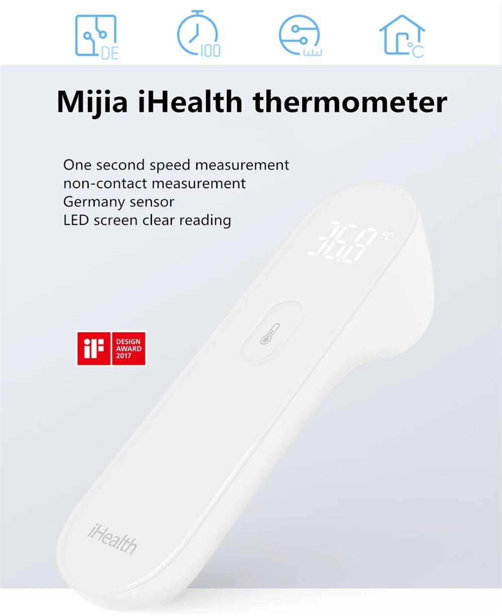 Оригинальный Xiaomi Mijia iHealth термометр точный цифровой Лихорадка инфракрасный