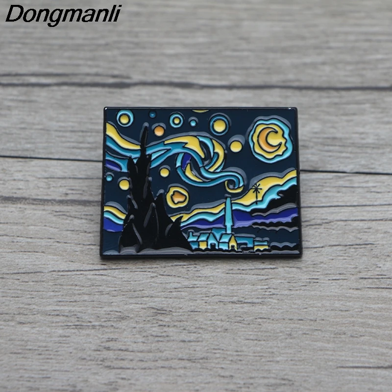 

L3388 Van Gogh Art The Starry Night Metal Enamel Pin for Backpack/Bag/Jeans Clothes Badge Lapel Pin Brooch Jewelry 1pcs