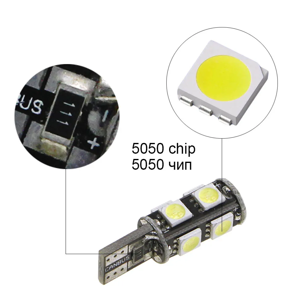 KEIN 10 шт. T10 w5w светодиодные лампы 5050 9SMD 168 501 194 светодиодных фар для авто боковые