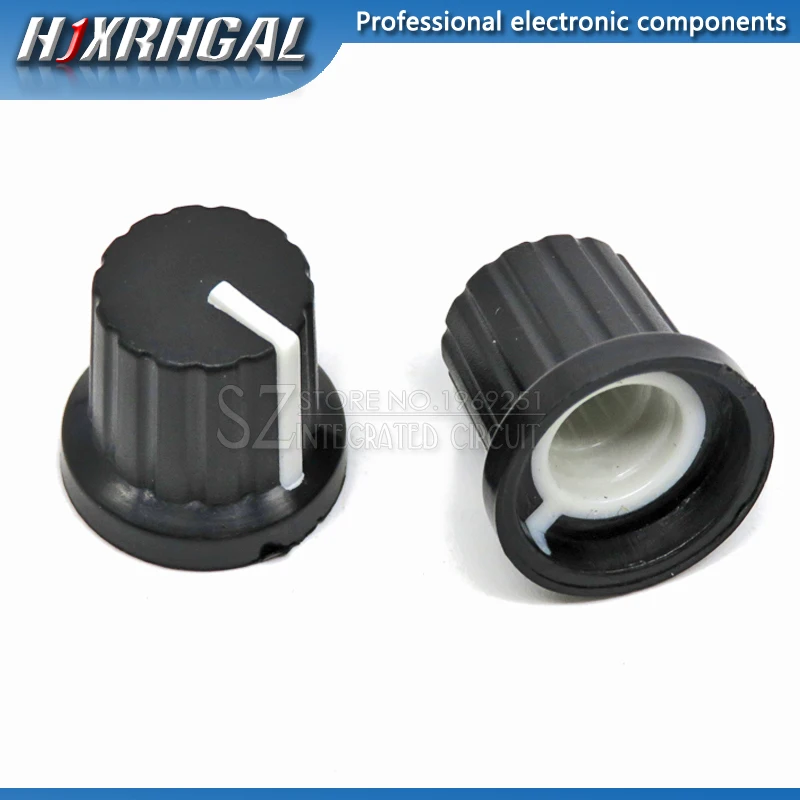 500 Pcs 6mm Shaft Hole Dia Plastic Threaded Knurled Potentiometer Knobs Caps | Электронные компоненты и