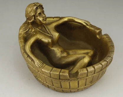 Медь Латунь КИТАЙСКИЙ ремесла Азии Изысканный Интересный Китайский Пепельница