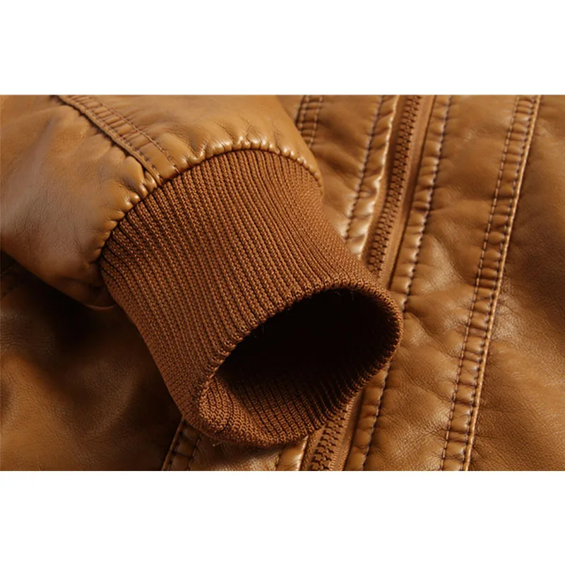 Мужская кожаная куртка с капюшоном veste cuir homme Толстая из искусственной кожи