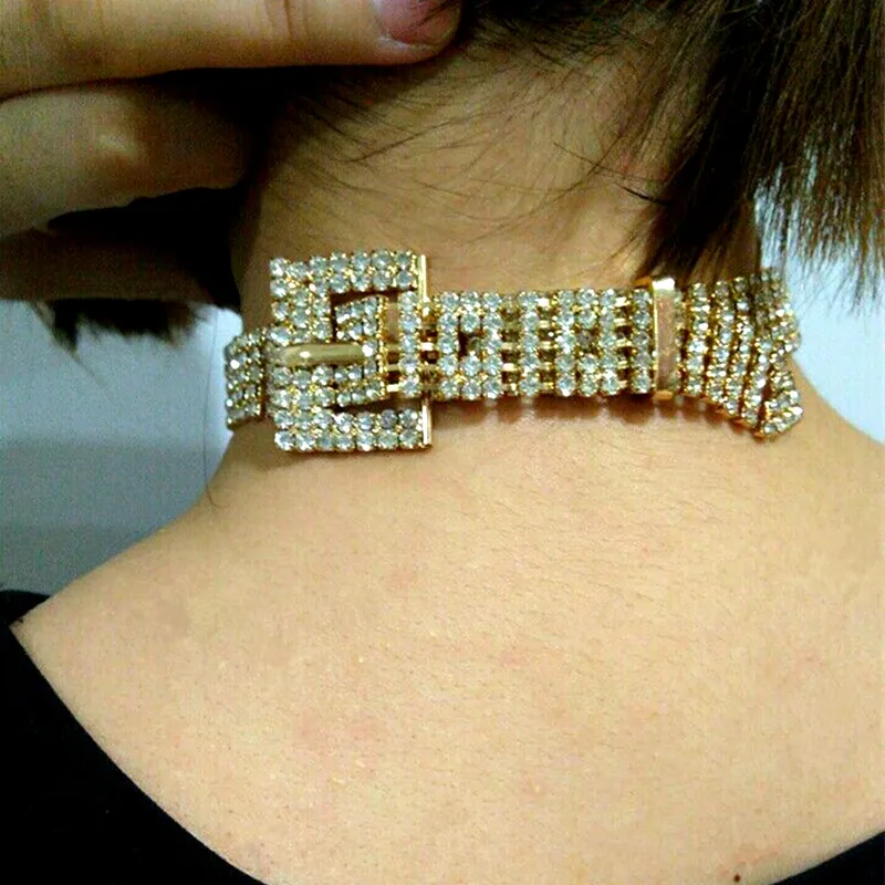 Женский чокер со стразами свадебное ожерелье с уникальной пряжкой для ремня