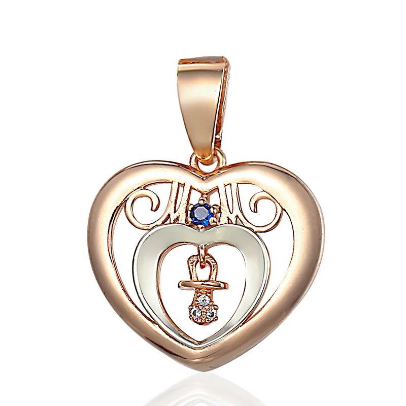 Pendant Only Женское ожерелье с подвеской для мамы, Детская пустышка, подвеска в форме сердца из розового золота 585 пробы для женщин, модное ювелирное изделие, подарок, Прямая поставка, GP371 - Окраска металла: Pendant Only