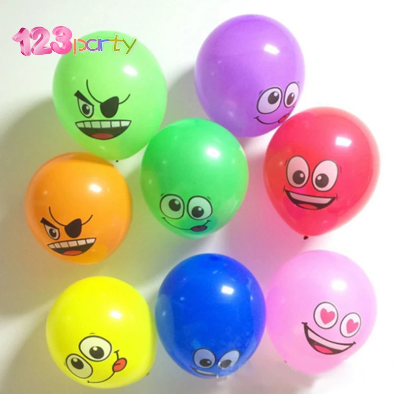 Латексные надувные шары 12 дюймов с принтом Больших Глаз со смайликом украшение