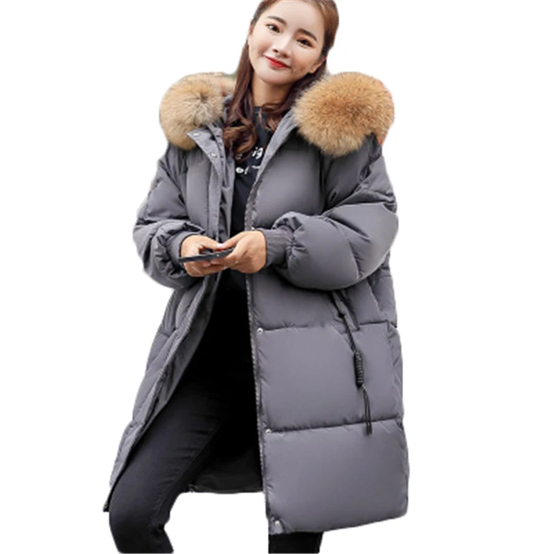 Winter Big Size Female Cotton Outerwear Casual Large Size Women Costumes Thick Long Hoodies Lantern Sleeve Warm Overcoat J621