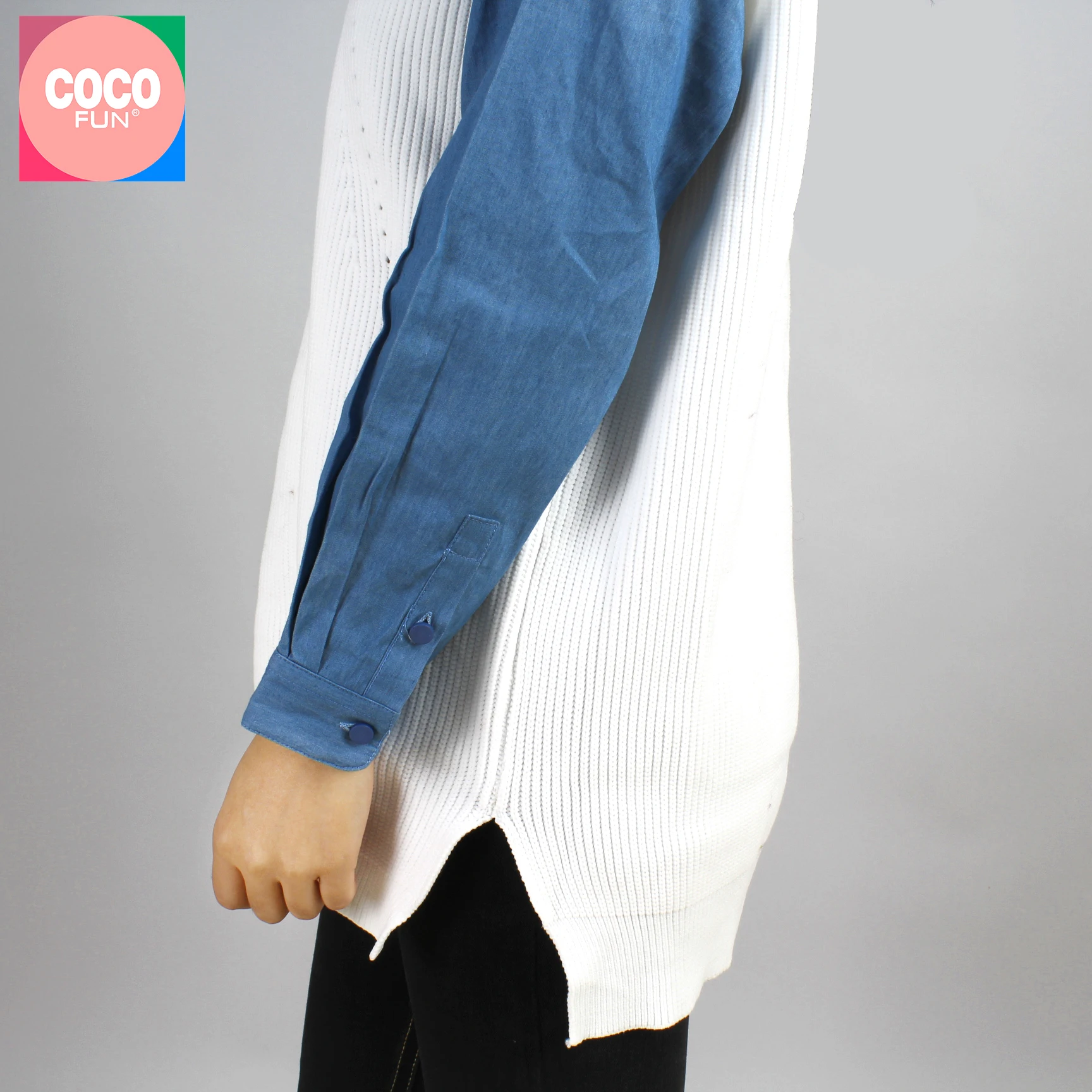 Женский трикотажный пуловер с длинным рукавом COCOFUN однотонный белый