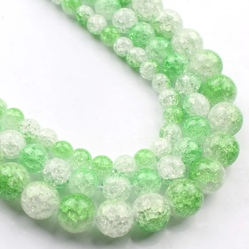 Natural Stone White Green Cracked Quartz 6 8 10mm Round Loose Beads for Jewelry Making Diy Bracelet Necklace 15 Inch Wholesale | Украшения