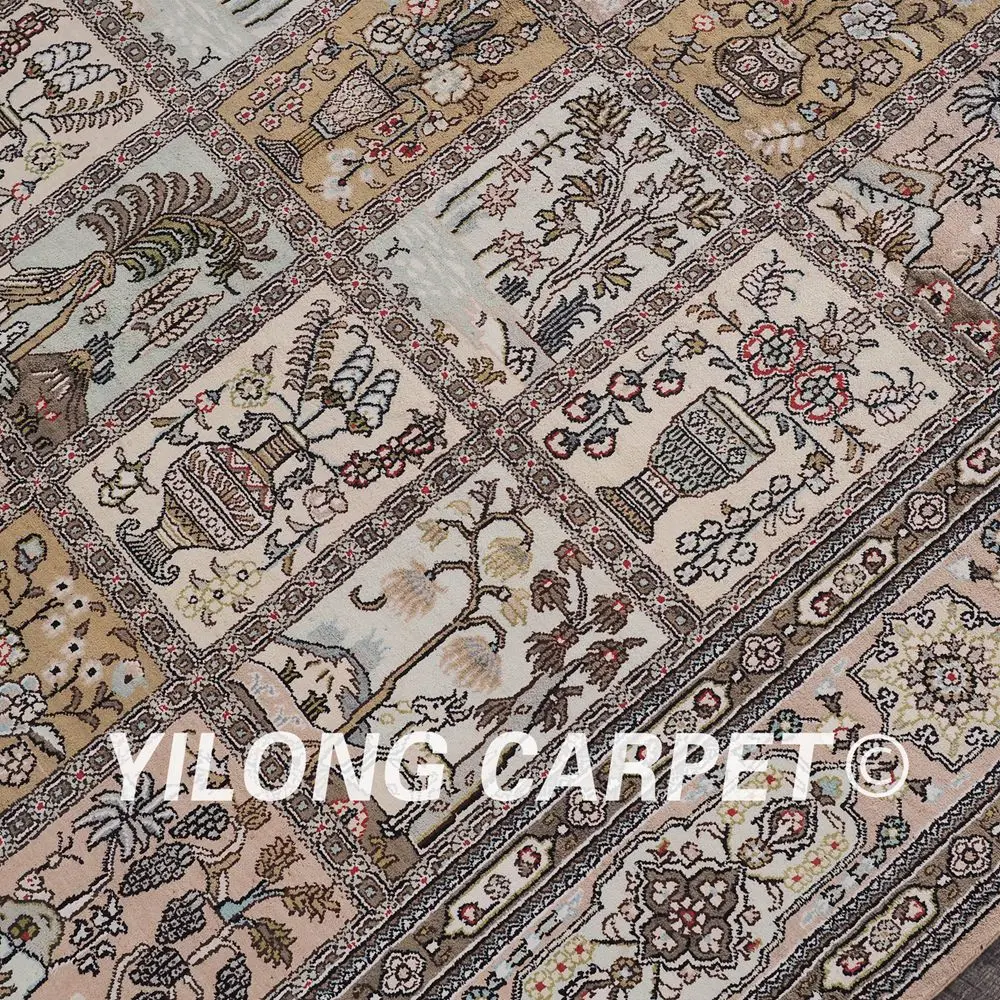 YILONG 5 'x 8' Цветочные четыре сезона персидский Прочный Шелковый ковер ценное