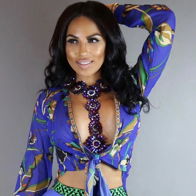 2017 Сексуальная печати женщины комбинезон многоцветный Боди С Колье Женщины