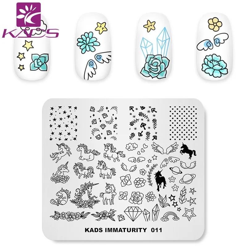 KADS непригодность 011 польские пластины для штамповки ногтей лошадь цветок