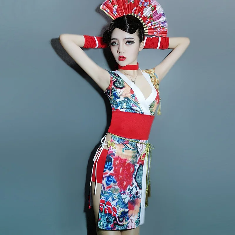 Женские костюмы для косплея певица Ретро стиль ведущий танцор Cheongsam Bar DJ