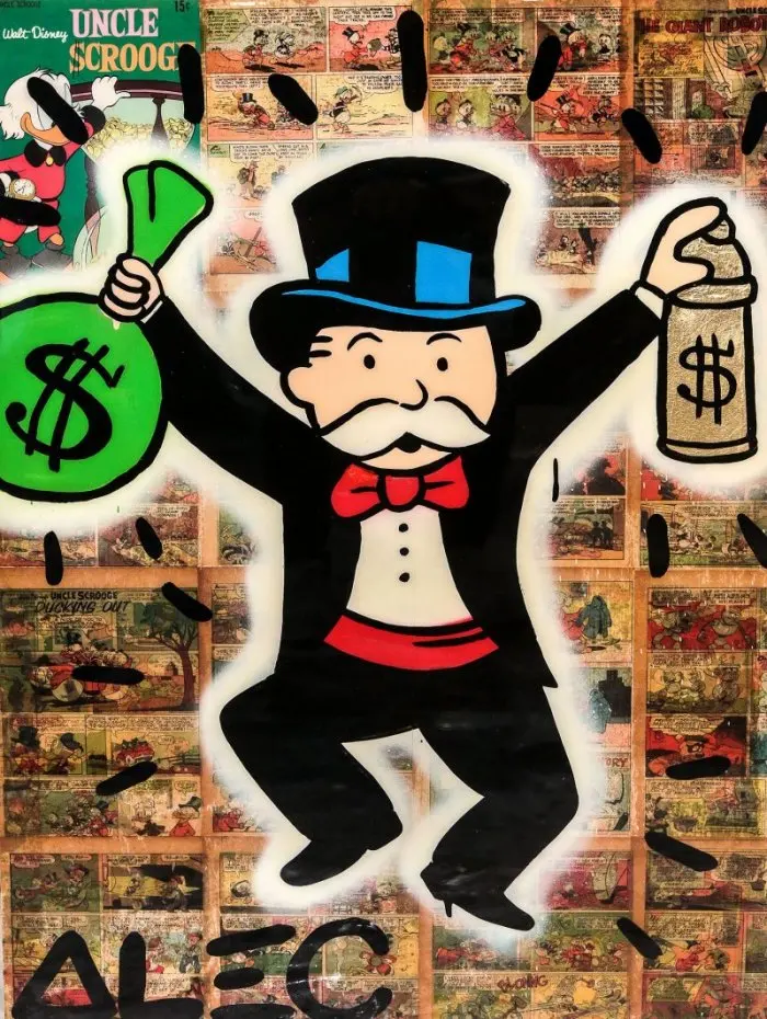 AM021 Mr Monopolyingly искусство уличное граффити Mimo Холст Картина Скрудж мышь плакат Настенная картина для гостиной домашний декор - Цвет: AM021
