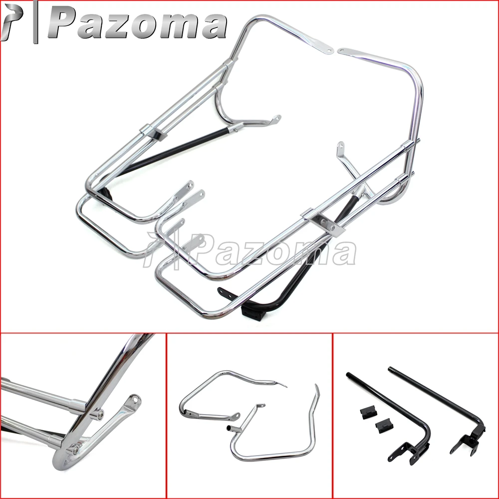 Хромированная защита седельной сумки для мотоцикла с двойным рельсом комплект