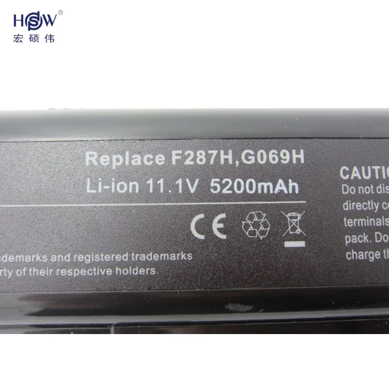 HSW 5200 мАч Сменный аккумулятор для ноутбука F287F R988H F287H F286H Dell Inspiron 1410 Vostro A840 A860 1014 1015