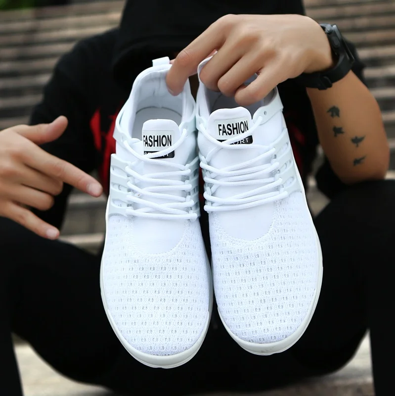 Обувь из сетчатого материала для мужчин Удобная обувь на шнуровке Цвет черный