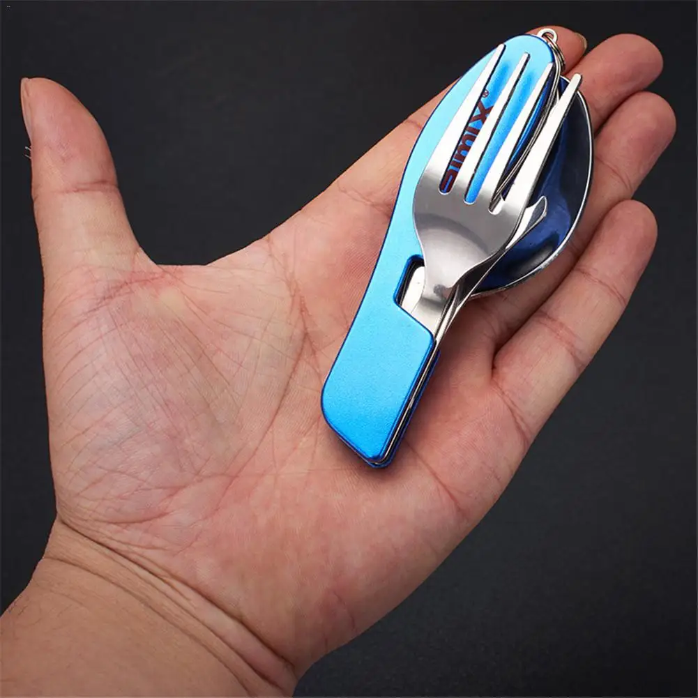 4 in1 Multi-Function Tool Foldable Fork Spoon Set Stainless Steel Camping Travel Picnic Cutlery Portable Outdoor Tableware | Спорт и