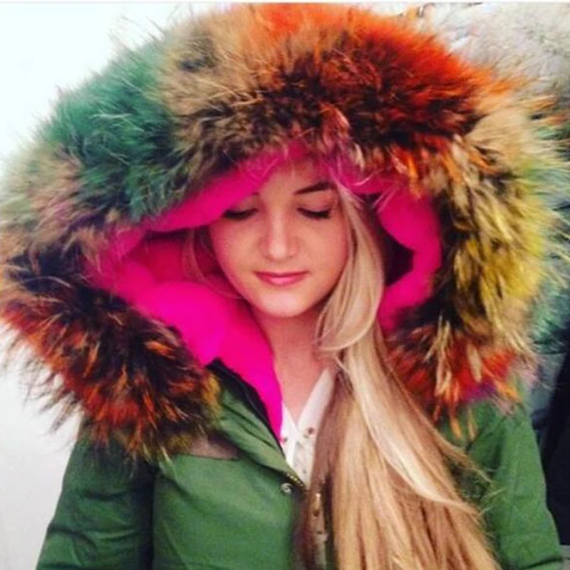 Большой размер роскошный настоящий Топ Качество 100% натуральный мех енота с