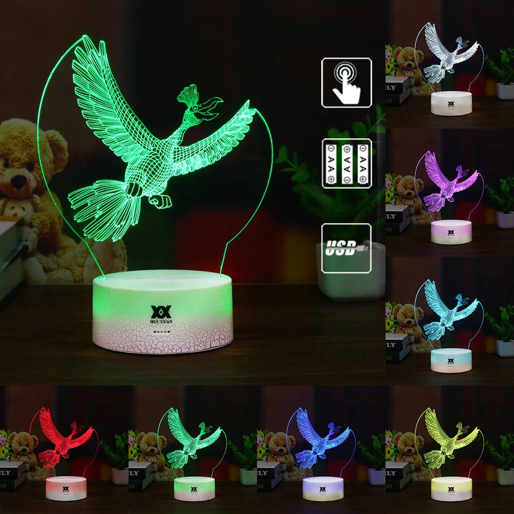 Новые свитера Pokemon Mimikyu/Хо-Oh/purrloin/Magikarp «Pokemon Go»; роликой/Rayquaza/prinplup/politoed/lugia мультфильм 3D светильник светодиодный Прохладный 7 видов цветов ночной Светильник