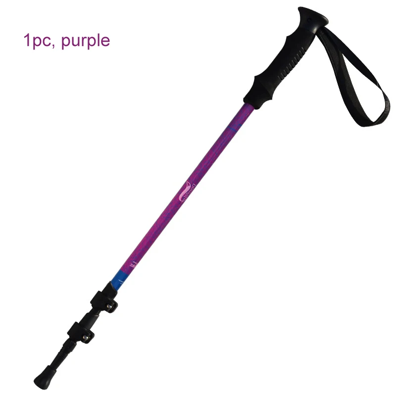 1pc Purple 61-135cm Алюминиевые Регулируемые треккинговые палки для пустыни и лисы 2 шт., легкие походные трости с выдвижным внешним замком для альпинизма - Цвет: 1pc Purple 61-135cm