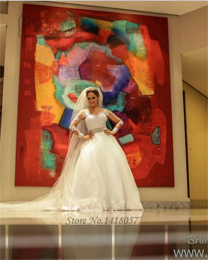 Vestido de Noiva романтичное зимнее свадебное платье с длинными рукавами кружевное