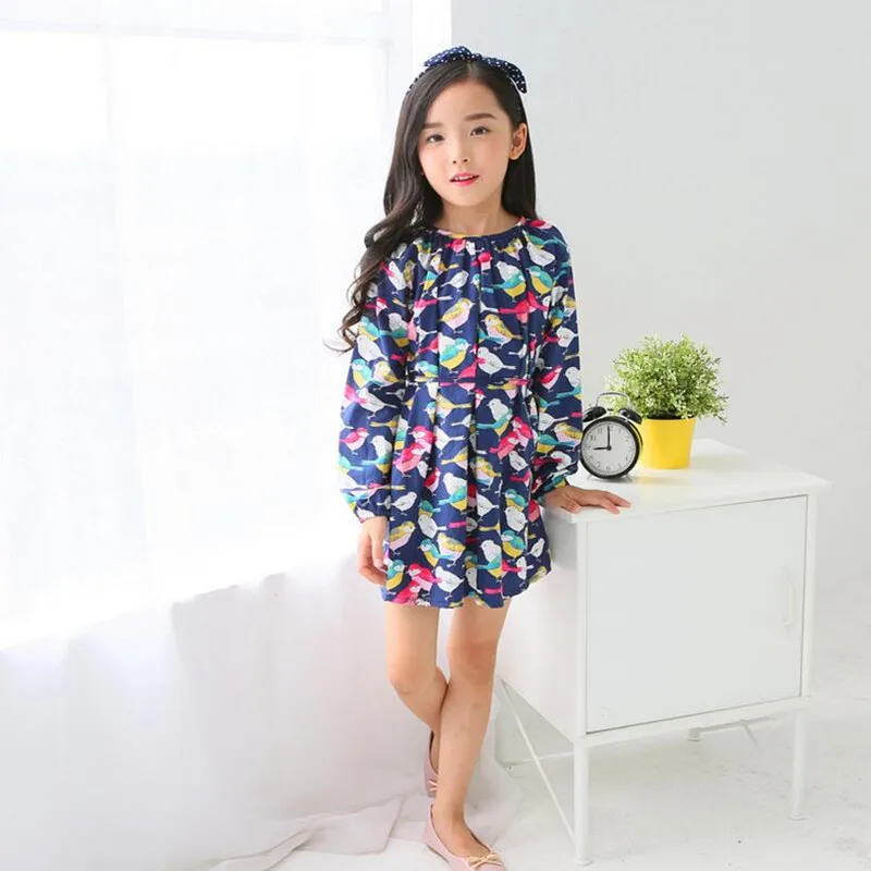 Hurave/платье принцессы с рисунком птицы для маленьких девочек одежда детское