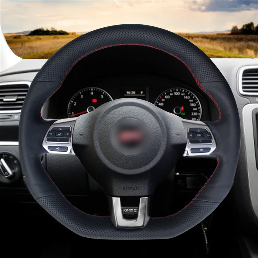 Черный PU Искусственная Кожа DIY автомобиля Руль Обложка для Volkswagen Golf 6 GTI MK6 VW Polo GT Scirocco R Passat CC R-Line 2010