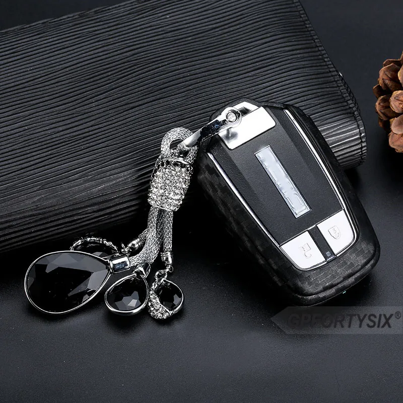 Углеродного волокна рулевого колеса автомобиля силикона чехол для брелка с