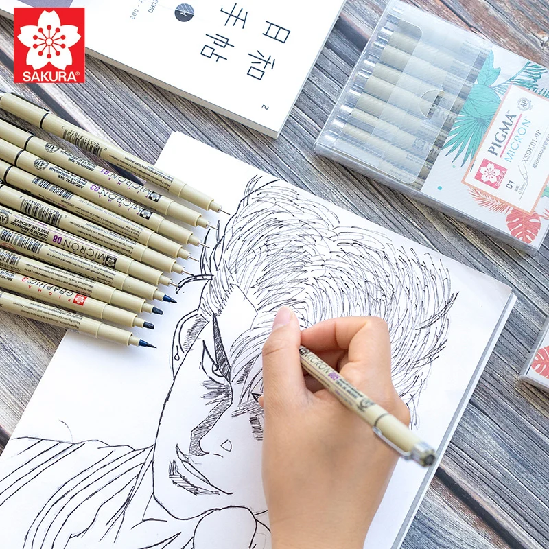 Маркеры Ручка Pigma micron игла мягкая кисть для рисования водостойкая ручка 005 01 02 03 04