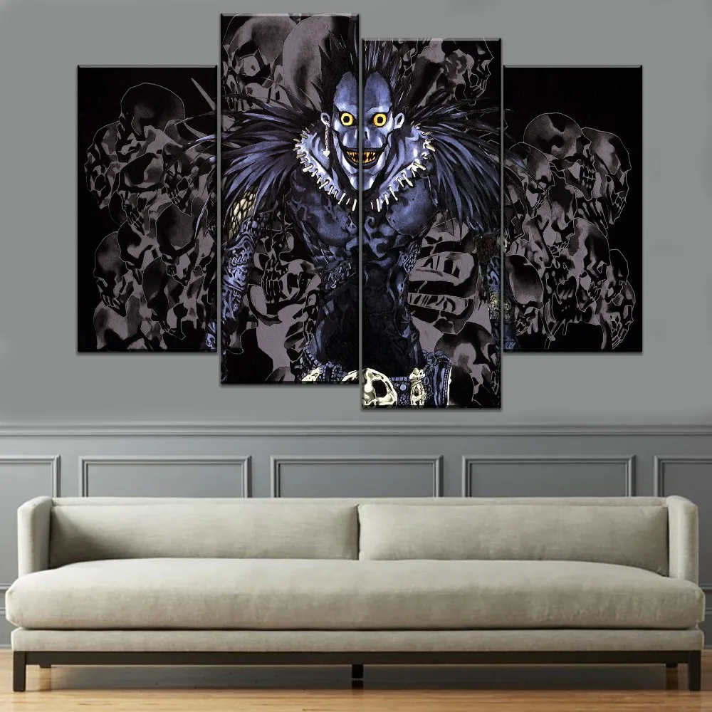 Печать на холсте аниме тетрадь смерти картина Ryuk плакат Декор рамки 4 Панель