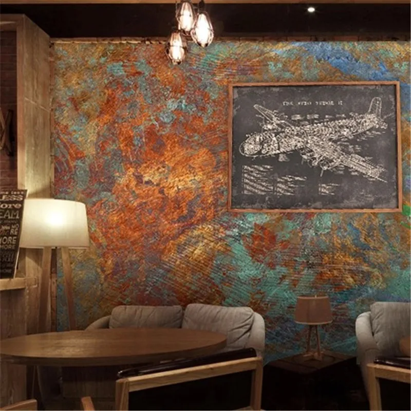 Custom Retro Brick Wall Rust Graffiti Mural Wallpaper Restaurant Personalized Wallpaper mural