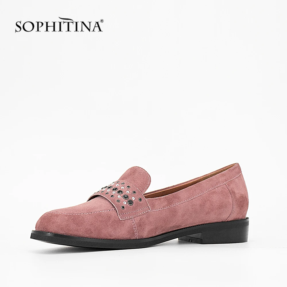 SOPHITINA/2019 г. Ручная работа из натуральной кожи на плоской подошве розовый цвет для