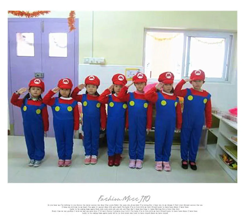2019 Высокое качество Супер Марио Детский костюм косплей семья Funy Luigi Bros сантехник