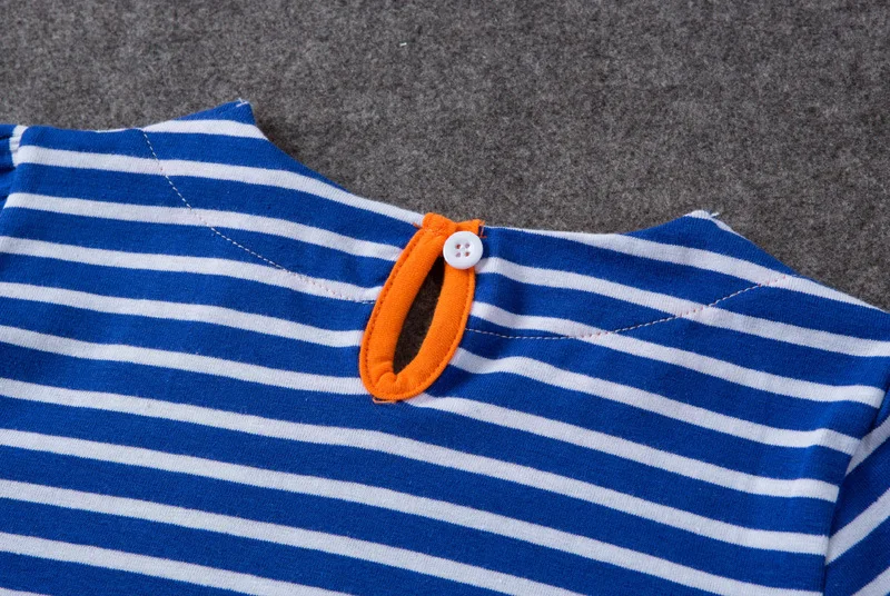 Милая одежда для маленьких девочек летнее платье голубая футболка в полоску с