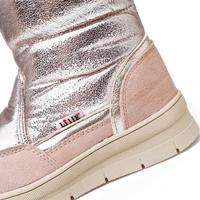 Женские зимние ботинки теплые золотого цвета модные стильные на толстой подошве