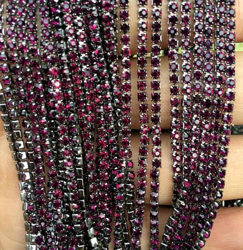 SS4 SS6 SS8 SS10 SS12 SS16 из страз Серебряного и золотого чашка цепочка с подвеской в виде лапы плотные с украшением в виде кристаллов цепочка со стразами B007 - Цвет: black cup wine