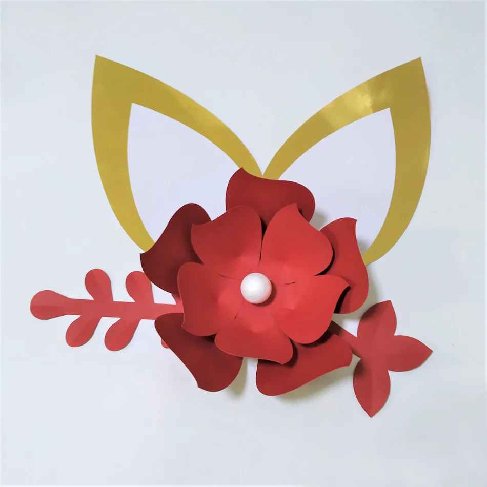 Cardstock Роза сделай сам Легкие бумажные цветы с ушками набор листьев для детской