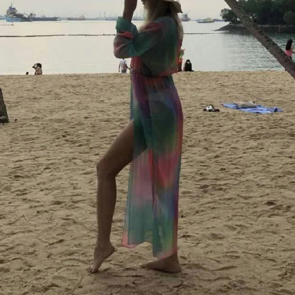 Женская накидка 7 цветов Пляжная Макси-одежда модные шифоновые платья с длинным